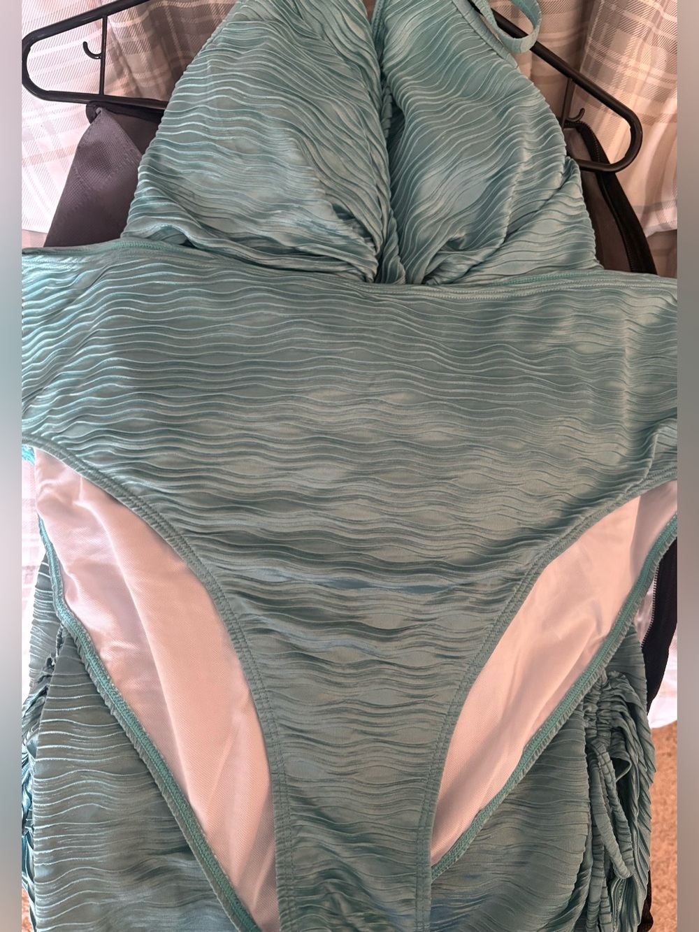 SHEIN Swimwear Cross Textured Aqua Tankini W/ Matching Bottoms Size 4XL
